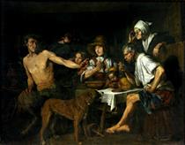 Satyr as a Guest of a Peasant - Jan Cossiers