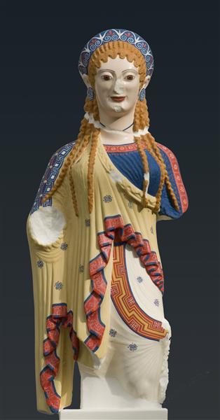 Reconstruction of the Chios Kore from the Akropolis in Athens, c.500 BC - Ancient Greek Painting and Sculpture