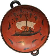 Ânfora de Baco por Exekias - Cerâmica da Grécia Antiga
