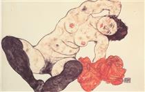 Sitting girl - Egon Schiele
