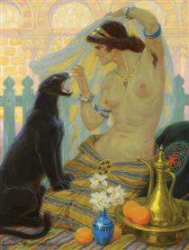 Oriental Taming a Panther - Ludovic Alleaume