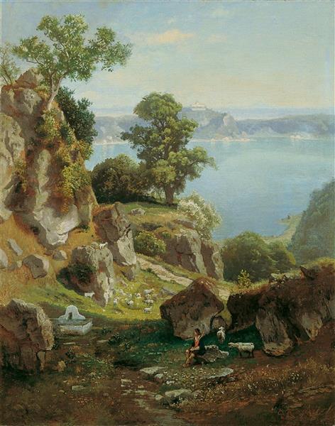 At the lake of Nemi - Carl Gustav Rodde