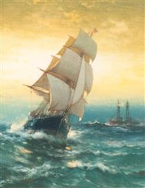 Brig off Sandy Hook - Edward Moran