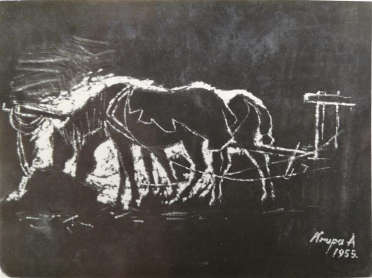 Grated ink: horses, 1955 - Alfred Krupa