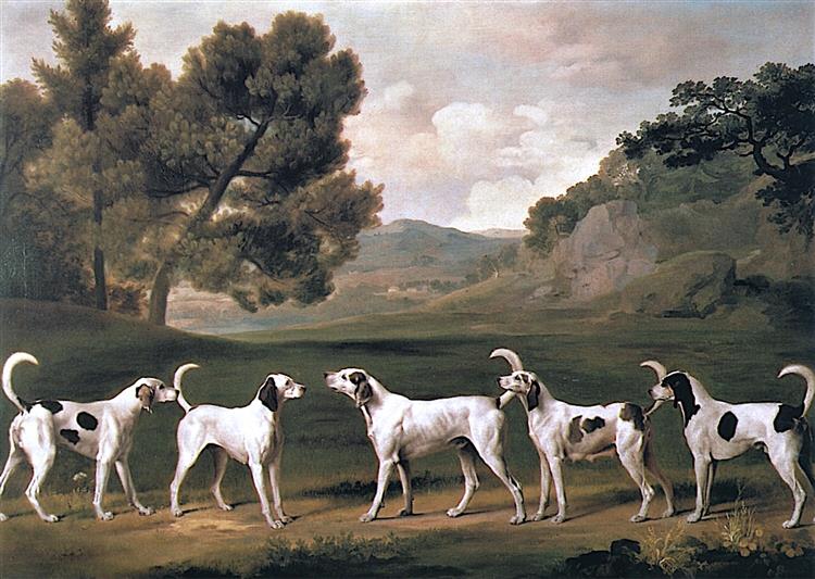 Foxhounds in a Landscape, 1762 - George Stubbs