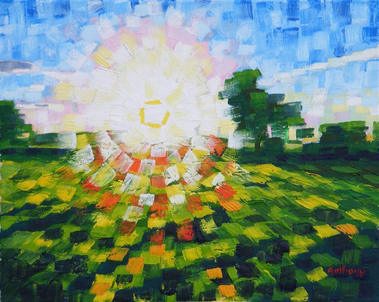 49. Enclosed Field with Rising Sun 2017 by Anthony D. Padgett (after Van Gogh Saint Remy 1889), 2017 - Anthony Padgett