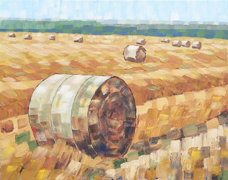 64. Field with Wheat Stacks 2017 by Anthony D. Padgett (after Van Gogh Auvers Sur Oise 1890), 2017 - Anthony Padgett