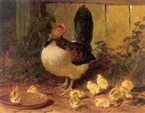 The Proud Mother Hen and Chicks - John Frederick Herring Sr.
