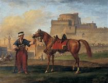 A Mameluk Leading His Horse - Antoine Charles Horace Vernet