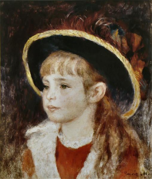 Jeanne Henriot (Fillette au chapeau bleu), 1881 - 雷諾瓦