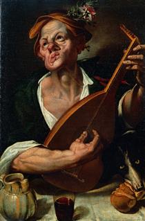 Grotesque Man who plays a Lute - Bartolomeo Passerotti