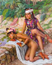 Young Bathers At The Edge Of The Wadi - Nasreddine Dinet