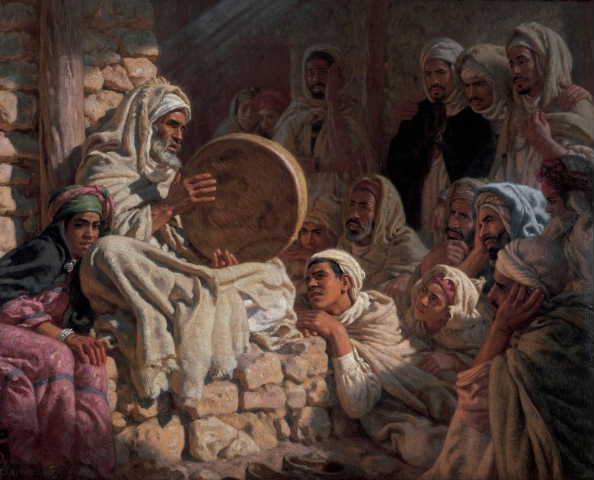 Blind meddah singing the epic of the prophet or the Arab storyteller, c.1923 - Nasreddine Dinet