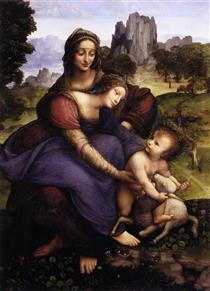 St Anne with the Virgin and the Child Embracing a Lamb, after da Vinci - Francesco Melzi
