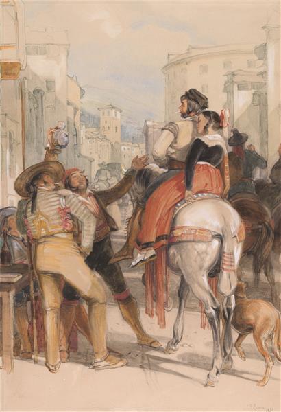 A Street Scene in Granada on the Day of the Bullfight, 1833 - Джон Фредерик Льюис