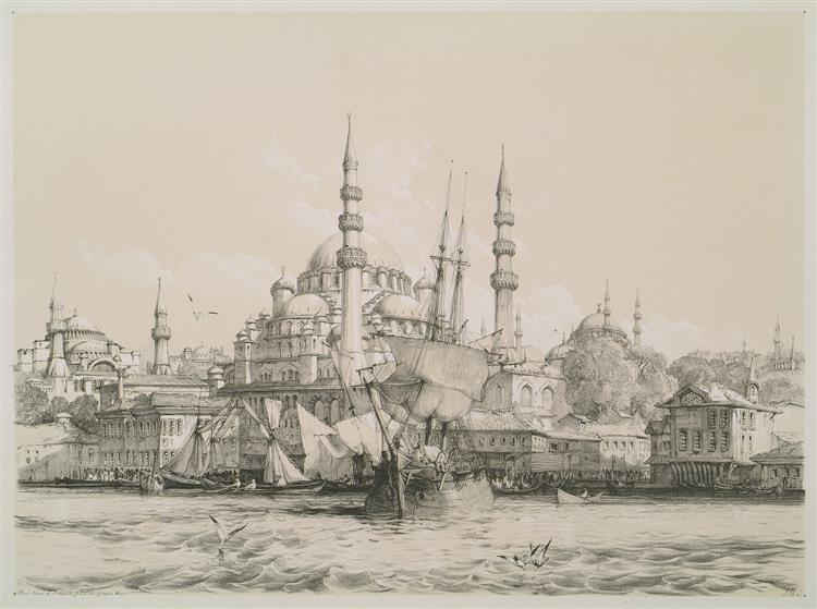 Mosque of Yeni Jami and Saint Sophia from the Golden Horn, 1838 - Джон Фредерик Льюис