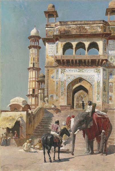 Before the great Jami Masjid mosque, 1883 - Edwin Lord Weeks