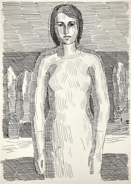 Female image. Preparatory drawing for Dante's illustration, c.1965 - c.1975 - Hryhorii Havrylenko
