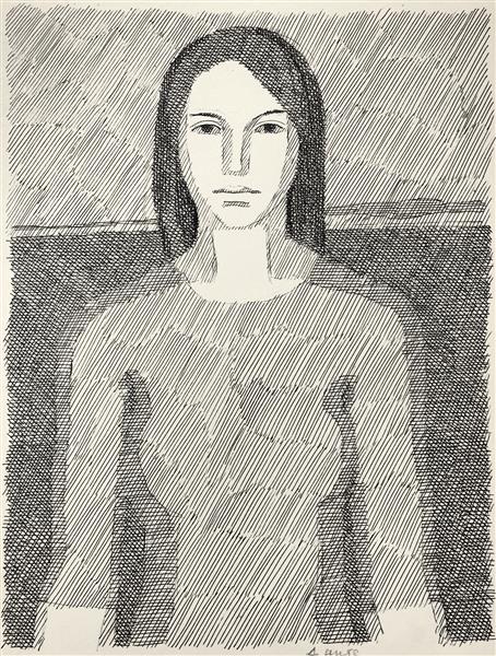 Female image. Illustration to Dante's "Vita Nova", c.1965 - c.1975 - Hryhorii Havrylenko