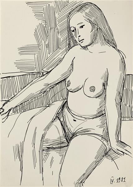 Nude sitting, 1981 - Hryhorii Havrylenko