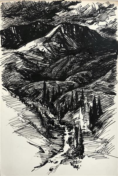 Carpathians. Mountain stream, c.1958 - Hryhorii Havrylenko