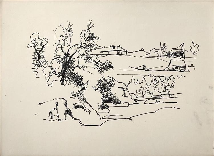 Rural landscape. Stebliv (?), c.1956 - Григорий Иванович Гавриленко