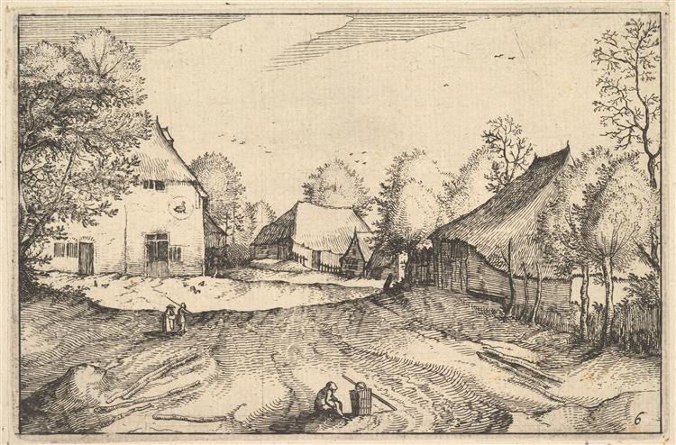 The Swan's Inn, plate 6 from Regiunculae et Villae Aliquot Ducatus Brabantiae, c.1610 - Meister der kleinen Landschaften