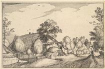 Village Road, Plate 12 from Regiunculae Et Villae Aliquot Ducatus Brabantiae - Master of the Small Landscapes