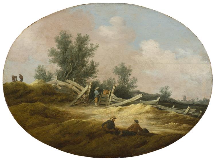 Landskap Med Gärdesgård Och Figurer - Salomon van Ruysdael