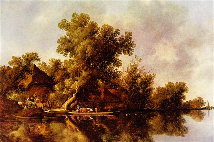 Flusslandschaft Mit Fähre - Salomon van Ruysdael