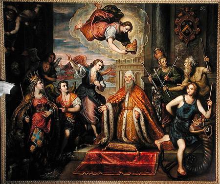 Giovanni Bembo Kneels Before a Personification of Venice - Domenico Tintoretto