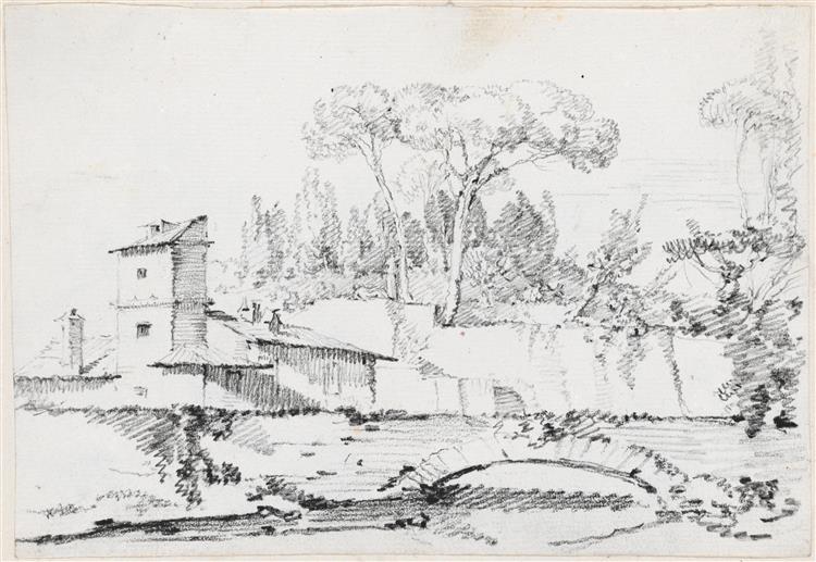 View of the Prato of the Villa Borghese, c.1750 - Joseph-Marie Vien