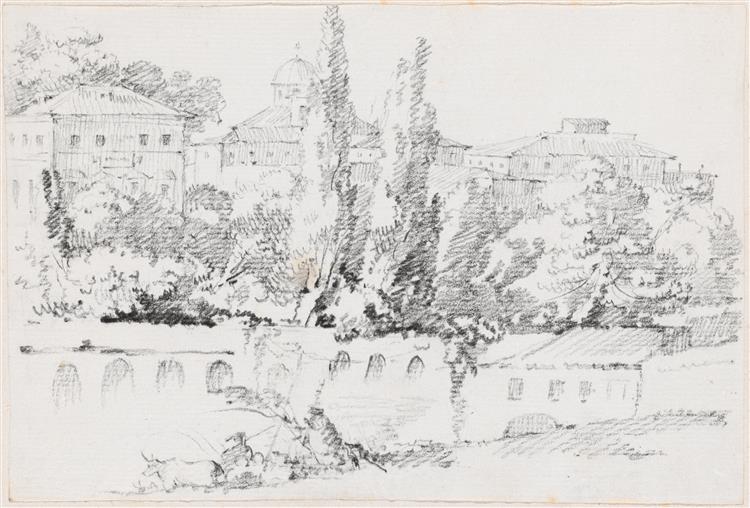 Walls of Rome with Santa Maria Del Popolo in the Distance, c.1750 - Joseph-Marie Vien