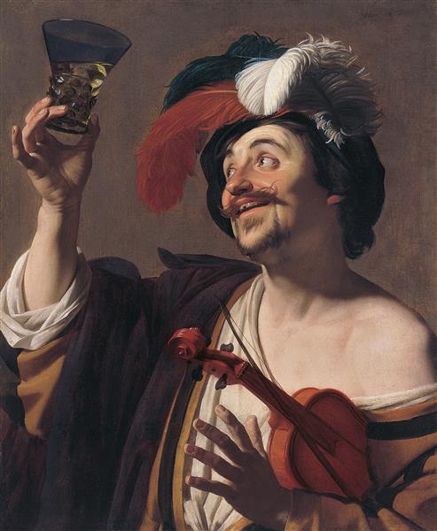 The Happy Violinist with a Glass of Wine, c.1624 - Gerard van Honthorst