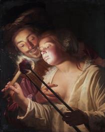 The Soldier and the Girl - Gerrit van Honthorst