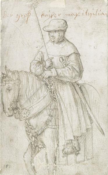 Kaiser Maximilian I in Travel Dress on Horseback, c.1510 - c.1513 - Hans Holbein the Elder