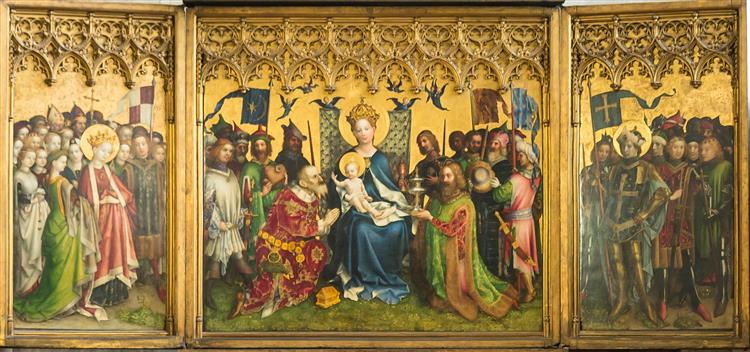 The Dombild Altarpiece, Cologne Cathedral (Altar of Three Magi), c.1445 - Штефан Лохнер