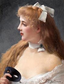 Young woman holding mask - Jules-Frédéric Ballavoine