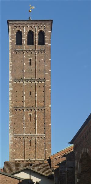 Tower of Basilica of Sant'Ambrogio, Milan, Italy, c.1150 - Романская архитектура