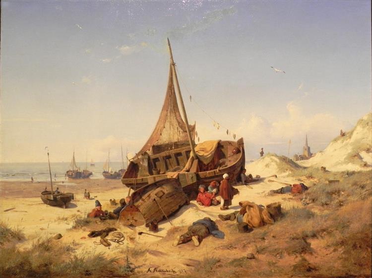 Low tide, 1837 - Андреас Ахенбах