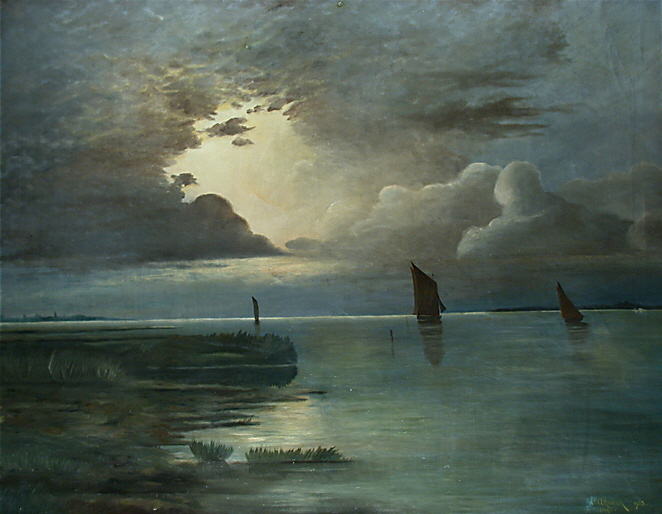 Sunset at the sea with approaching thunderstorm, 1903 - Andreas Achenbach