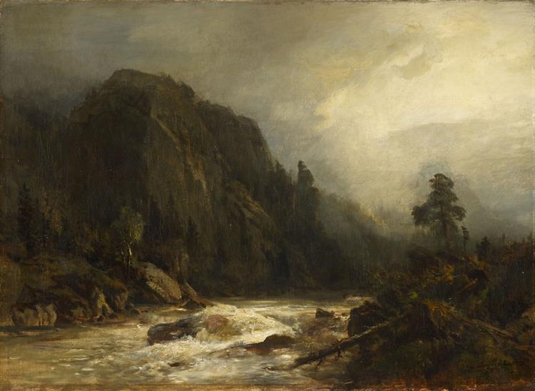 Mountain landscape with brook - Andreas Achenbach