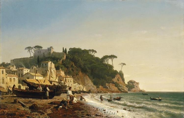 Porto Venere On The Ligurian Coast, 1853 - Андреас Ахенбах