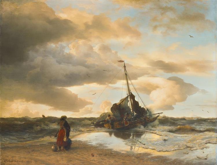 The return of the shrimp fishermen, 1863 - Андреас Ахенбах