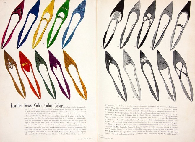 Пример рекламной полосы в журнале Harper's Bazzar, 1958 - Энди Уорхол