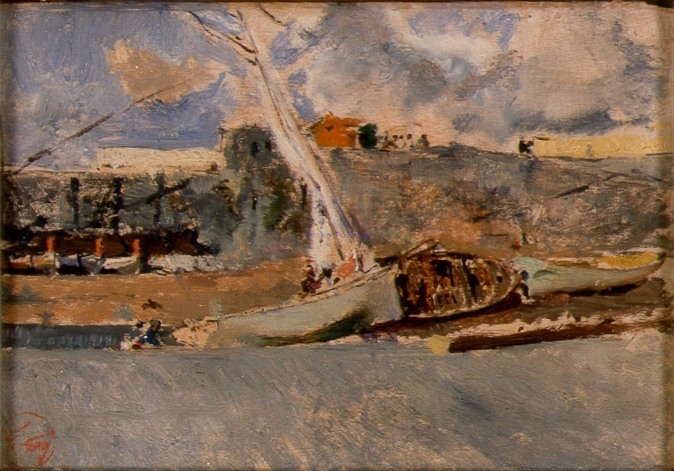 Landscape with boats - Маріано Фортуні