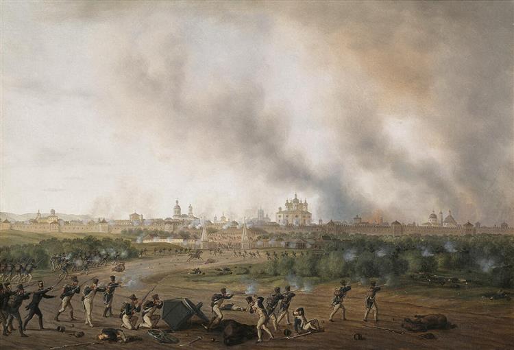 Battle of Smolensk on 18 August 1812, c.1825 - Освальд Ахенбах