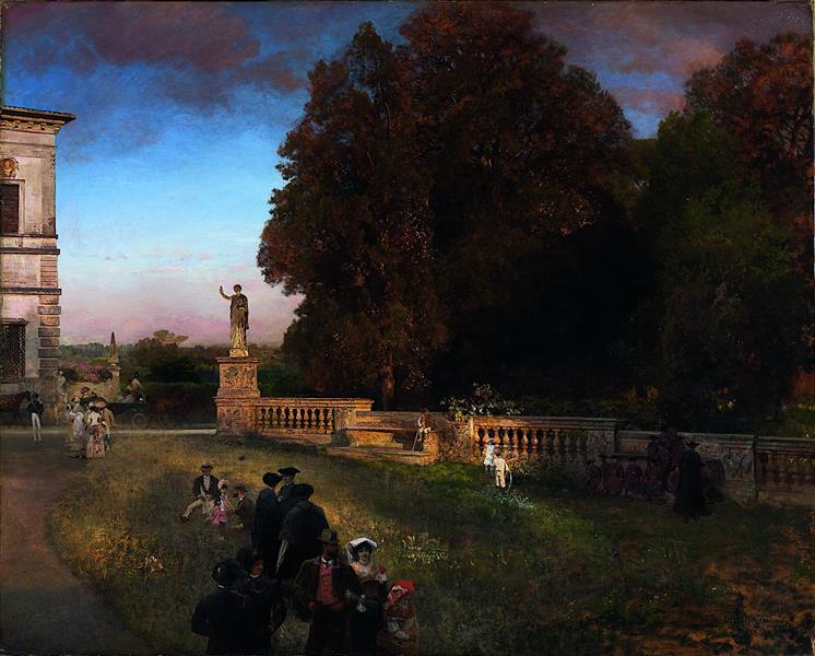In the Park of the Villa Borghese, 1886 - Освальд Ахенбах
