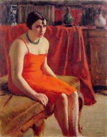 Seated Woman in a Red Dress - Родерик О’Конор