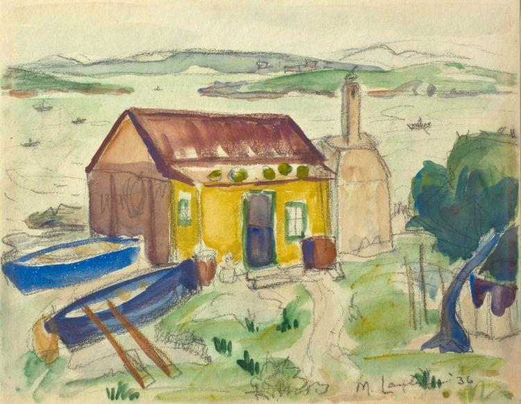 Fisherman's Cottage with Boats, 1936 - Maggie Laubser